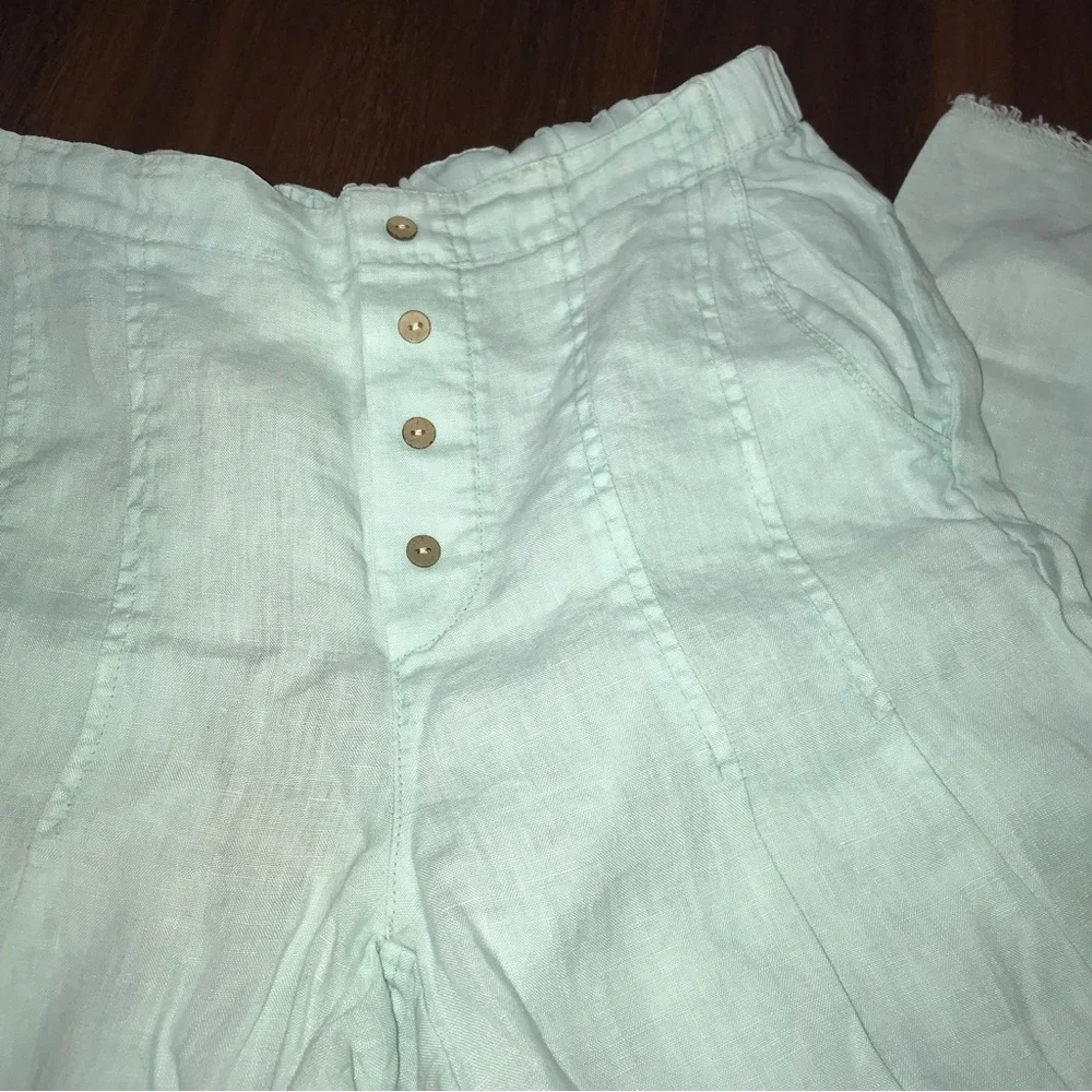 XCVI Raw Hem Linen Cargo Pocket Cropped Pants NWT - Picture 2 of 10